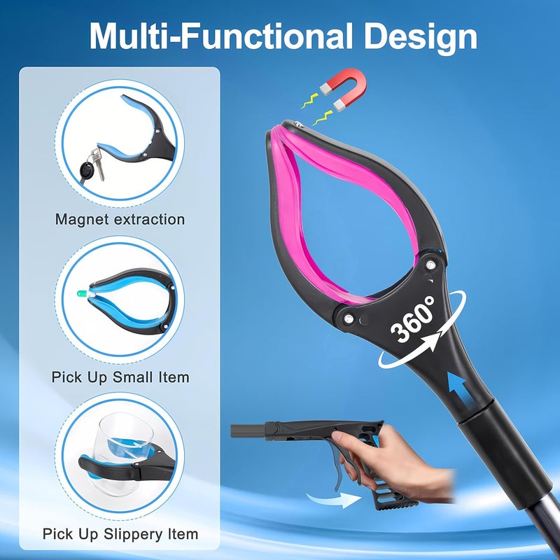 POPDA Grabber Reacher Tool - 32” Extra Long Foldable Gripper and Reaching Tool - Heavy Duty Pick Up Stick Grabbers for Seniors, Trash, Surgery Recovery Must Haves Gifts (Black Purple) - Image 4